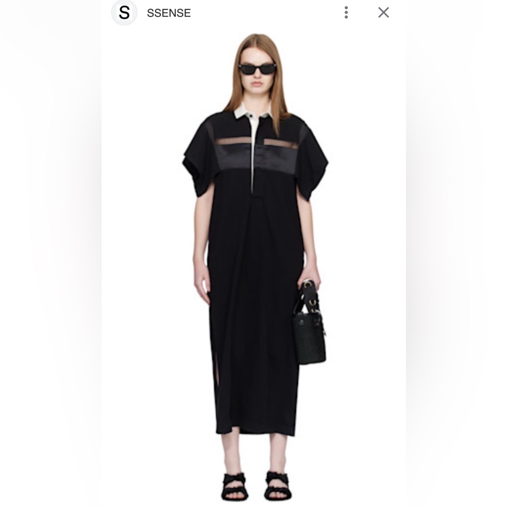 SACAI Black Cotton Jersey Midi Dress